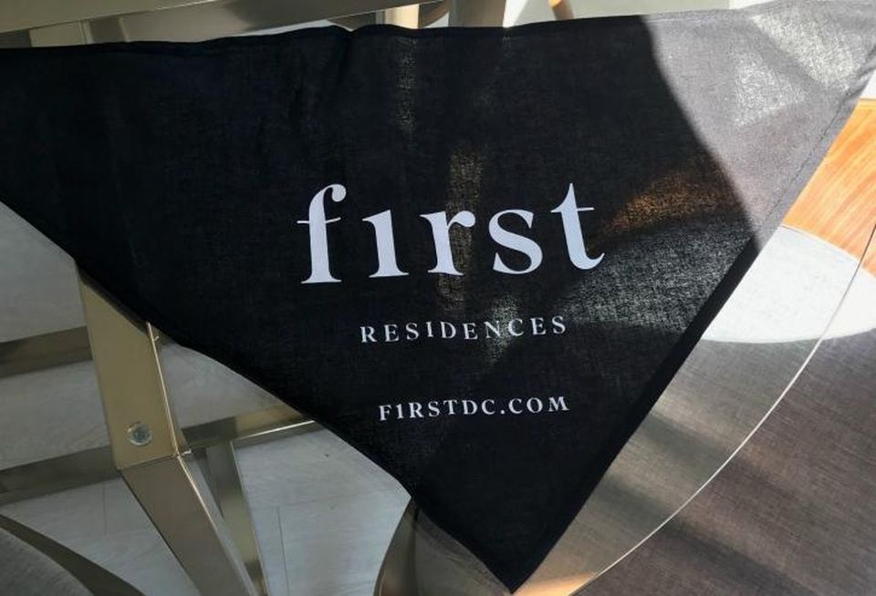 McCaffery Interests gave away dog bandannas promoting F1RST, its Washington, D.C. apartment development, at All Things Go Festival.