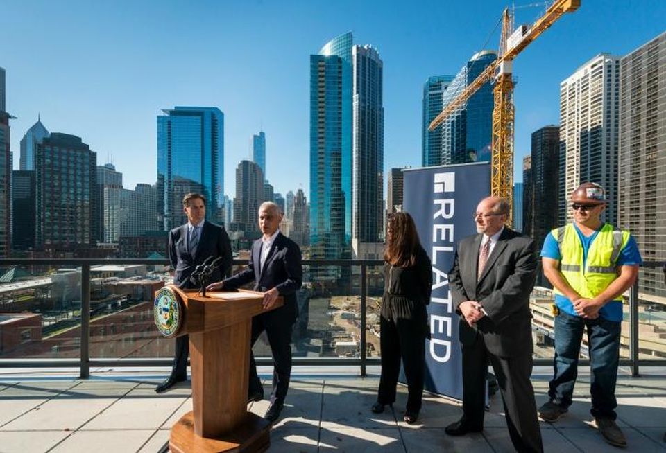 Chicago Mayor Rahm Emanuel at One Bennett Park.