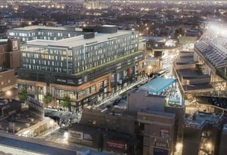 A rendering of Addison and Clark, a $140M mixed-use development from M&R Development and Bucksbaum Retail Properties