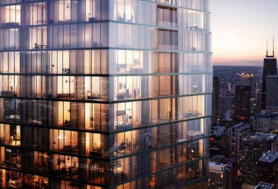 A rendering of Vista Tower and the condo units inside in Chicago