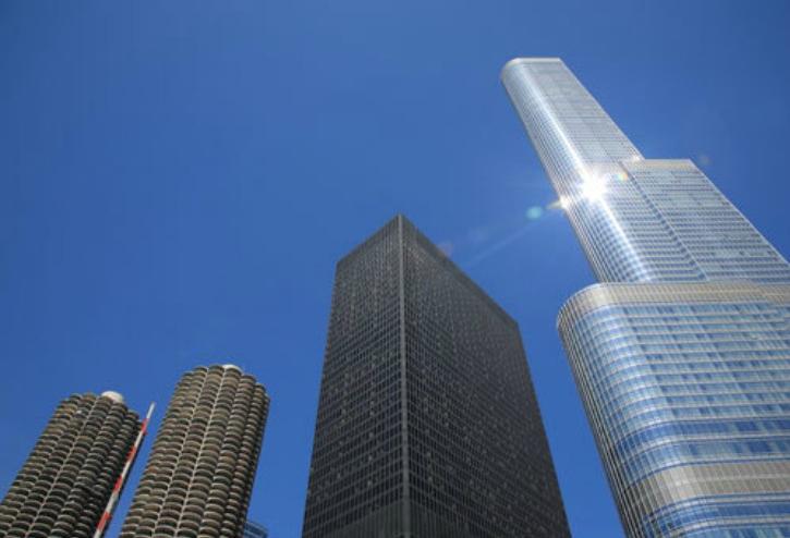 Left to right: Marina Towers, AMA Plaza and Trump Tower Chicago