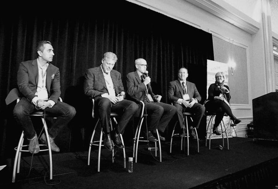 Akara Partners CEO Rajen Shastri, Marquette Companies President and Chief Investment Officer Darren Sloniger, KTGY Architecture + Planning Principal David Kennedy, Murphy Development Group President President John Murphy and KIG Principal/Managing Broker Susan Tjarksen
