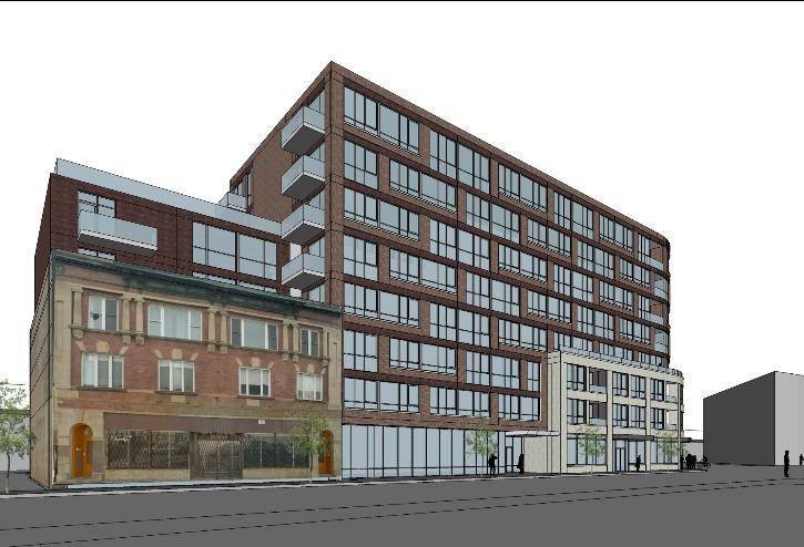 A rendering of Clayco's propsoed residential project at 1968-70 North Milwaukee, Chicago