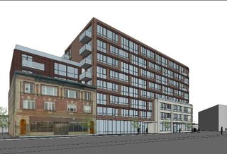 A rendering of Clayco's propsoed residential project at 1968-70 North Milwaukee, Chicago