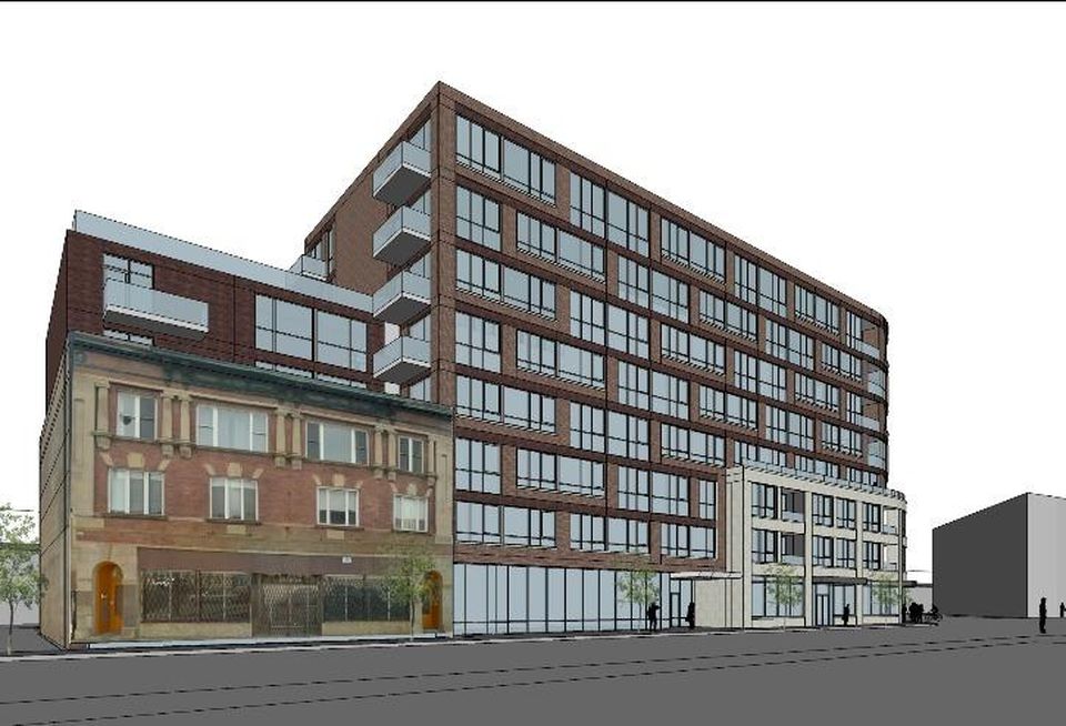 A rendering of Clayco's propsoed residential project at 1968-70 North Milwaukee, Chicago
