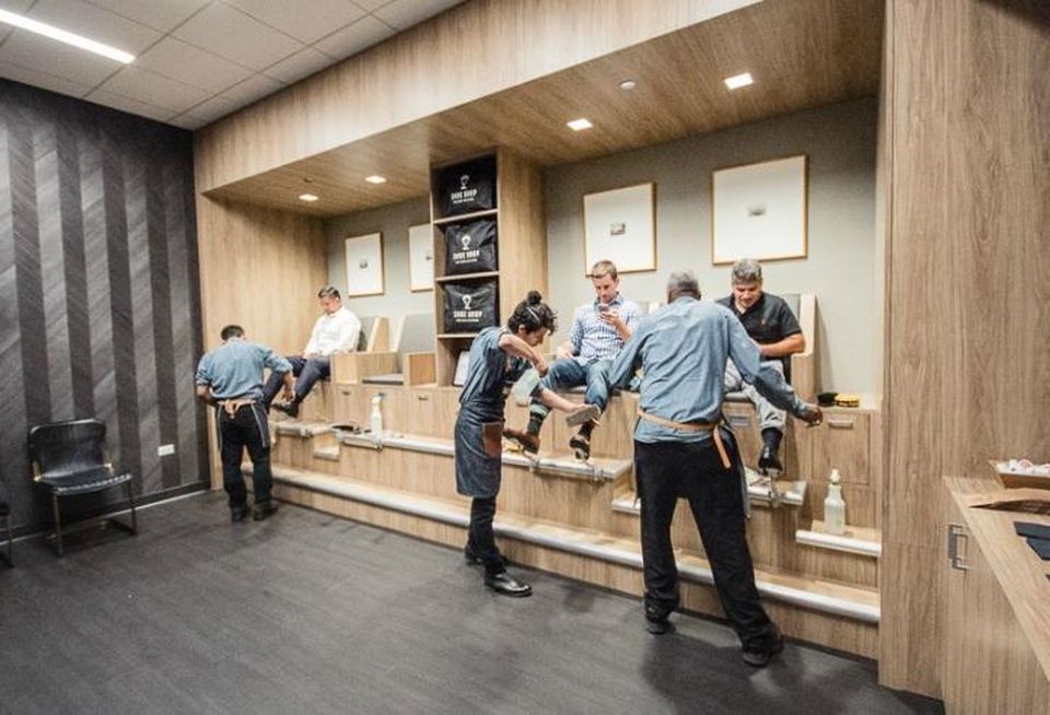 Shoe Drop, a luxury shoe shine and repair shop at 353 North Clark Street