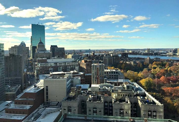 A skyline view of Boston and Cambridge, Mass. A skyline view of Boston and Cambridge, Massachusetts
