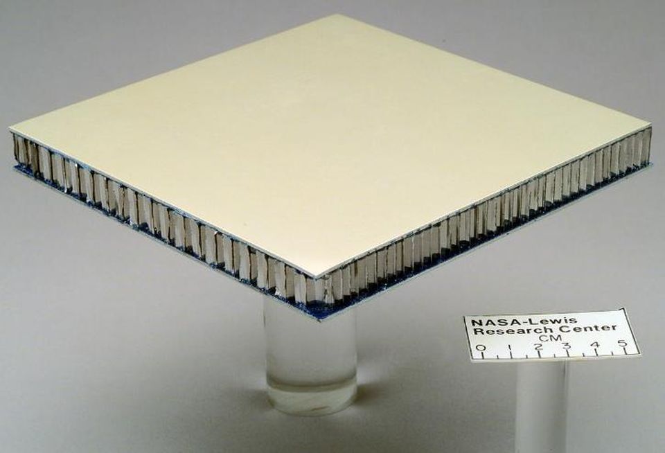 NASA Image of Glass Reinforced Aluminum (GLARE) Honeycomb composite sandwich structure