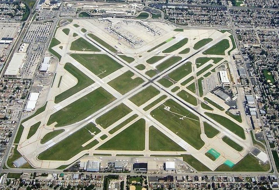 An aerial shot of Chicago's Midway International Airport.