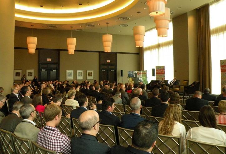A crowd shot at Bisnow's 5th annual healthcare summit at Trump International Hotel and Tower, Chicago