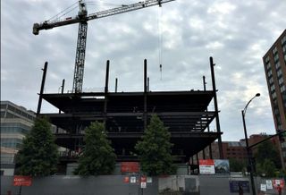 An ambulatory facility being built by Cook County Hospital in the Illinois Medical District, at Damen Avenue and Polk Street.