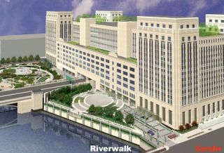 A rendering of The 601W Cos' plans for the Old Main Post Office, Chicago