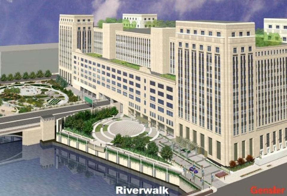 A rendering of The 601W Cos' plans for the Old Main Post Office, Chicago