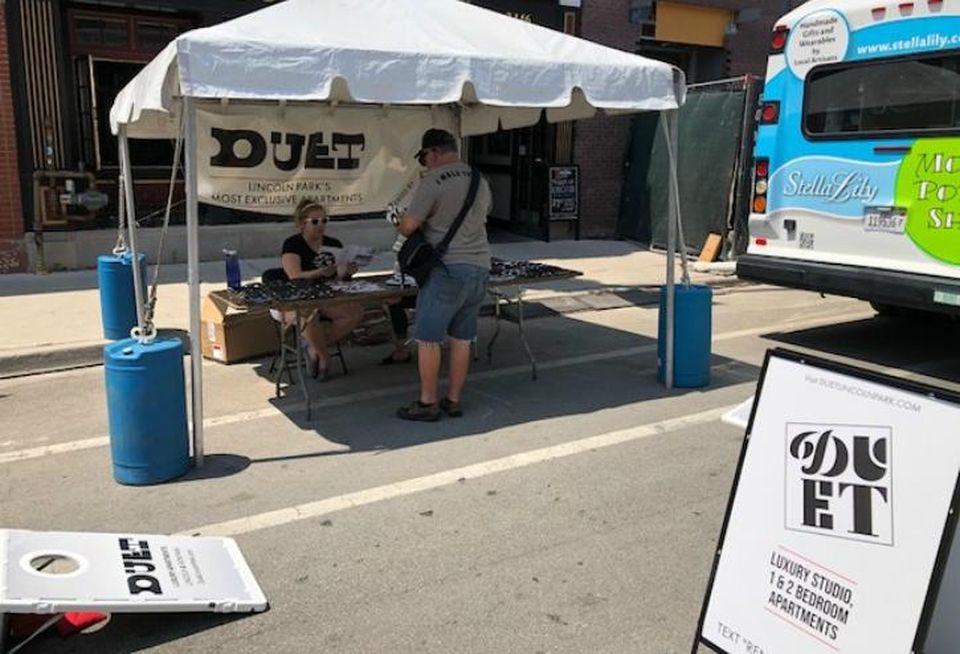 33 Realty worked a tent promoting Duet, a new apartment development in Lincoln Park, at Taste of Lincoln Avenue last weekend.