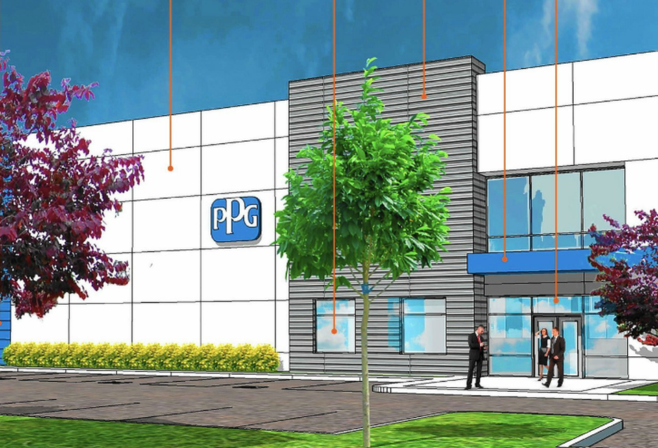A rendering of PPG Industries Aurora, IL HQ