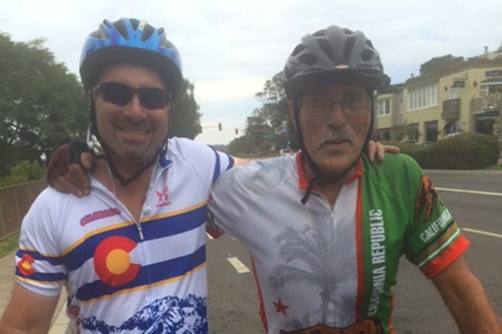 Pathfinder senior managing director Lorne Polger, snapped biking with friend Albert Gross.