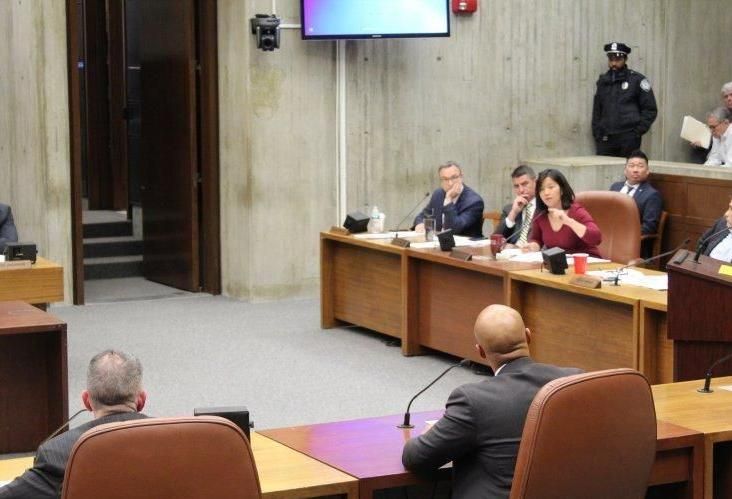 Boston City Councilor Michelle Wu during a hearing for 115 Winthrop Square