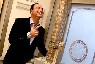 Mizrahi Developments president Sam Mizrahi, with a model of The One, an 80-storey mixed-use tower planned for 1 Bloor St. W.