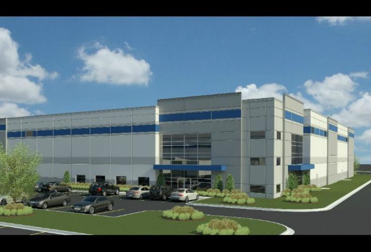 A rendering of Bridge Development's planned spec industrial redevelopment in Franklin Park.