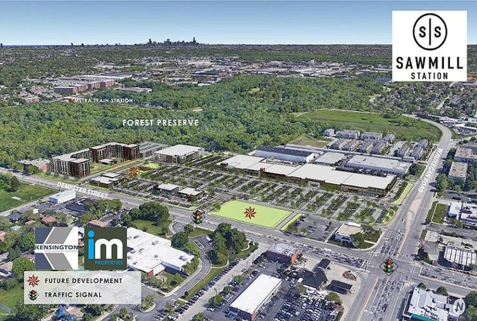Kensington's Overview Rendering of New Sawmill Station in Morton Grove