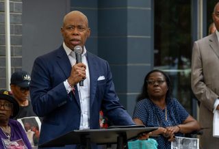 Mayor Eric Adams at an event in Harlem on Sept. 25, just three days before he announced that he was dropping his re-election campaign.
