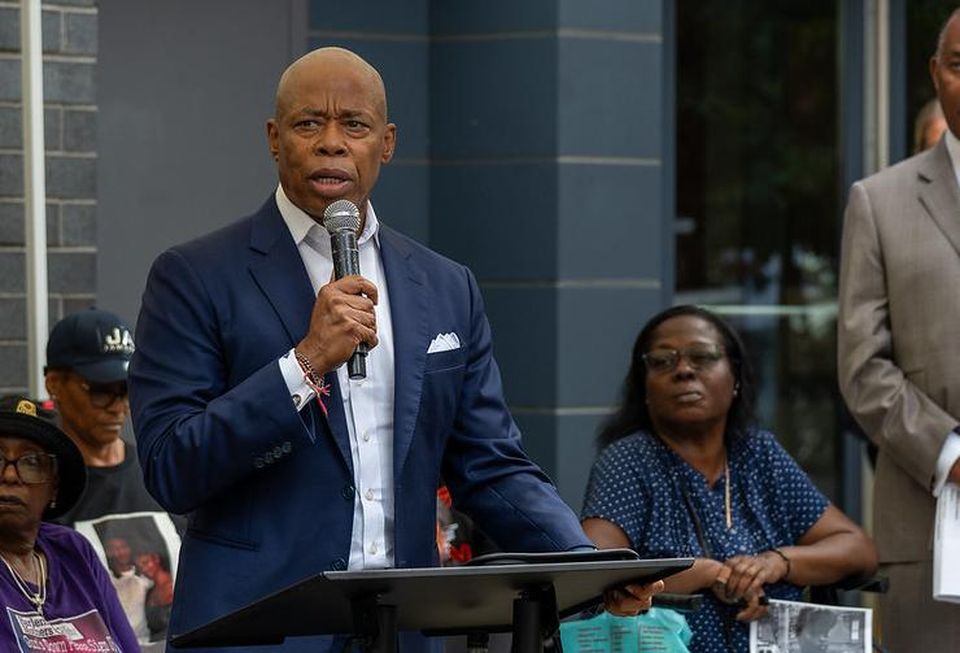 Mayor Eric Adams at an event in Harlem on Sept. 25, just three days before he announced that he was dropping his re-election campaign.