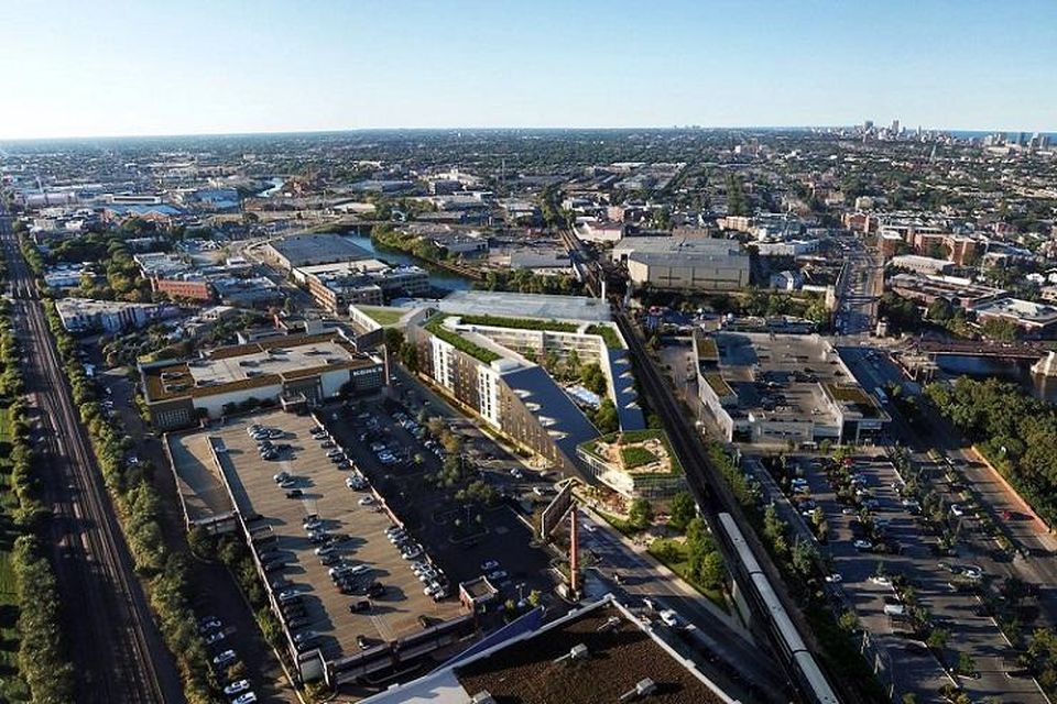 A rendering of Triangle Square, which will sit between Lincoln Park and Bucktown.