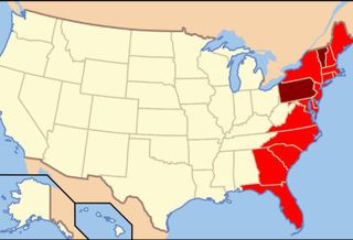 USA East Coast map