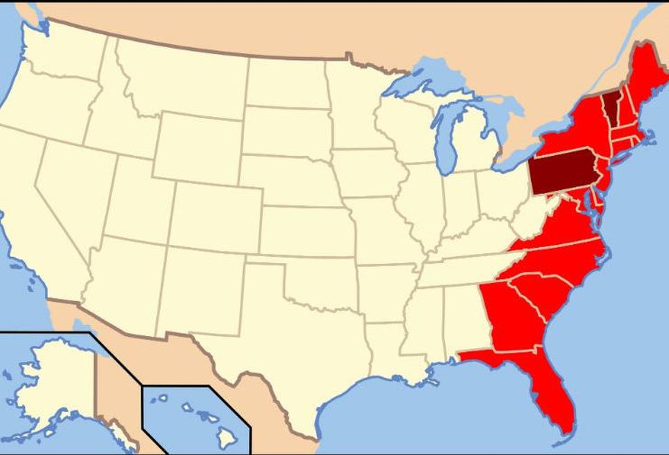 USA East Coast map