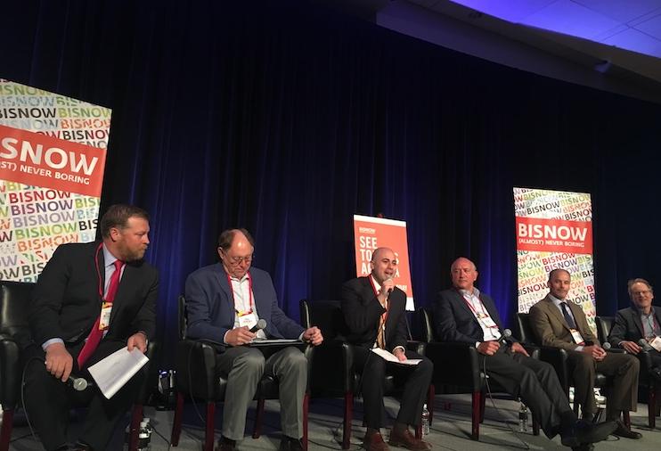 From left, McCaffery Interests' Clayton McCaffery, Partner Engineering & Science's Paul Zavalney, Essex Financial Group's Michael Salzman, United Properties' Kevin Kelly, Hensel Phelps' Allan Bliesmer, Carpenters/Contractors Cooperation Committee's David Kersh