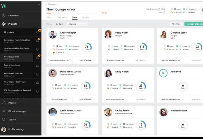 A snapshot of Workframe's collaboration platform