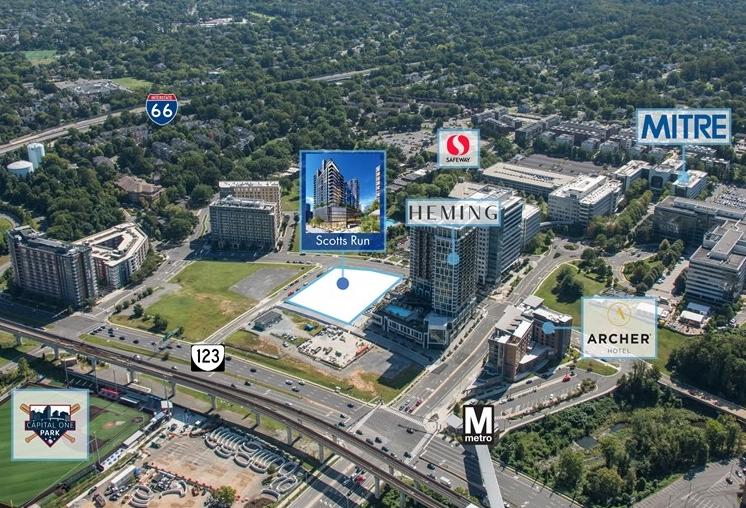An aerial view of the Scotts Run development site that sold for $18.5M. 