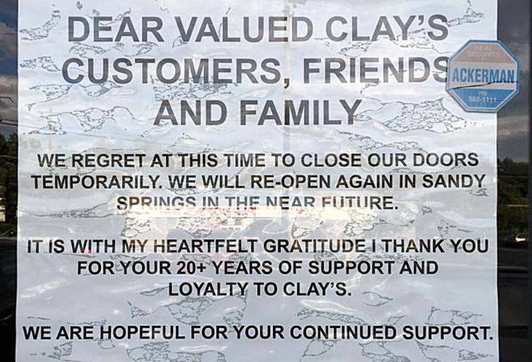 Clay's Sports Cafe goodbye sign