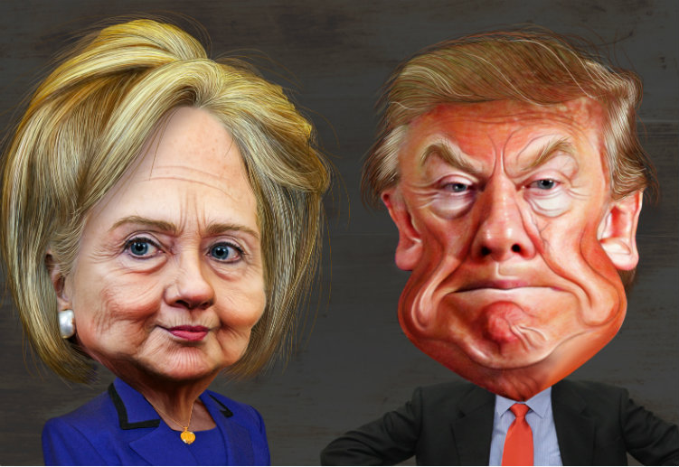 Hillary Clinton, Donald Trump caricature
