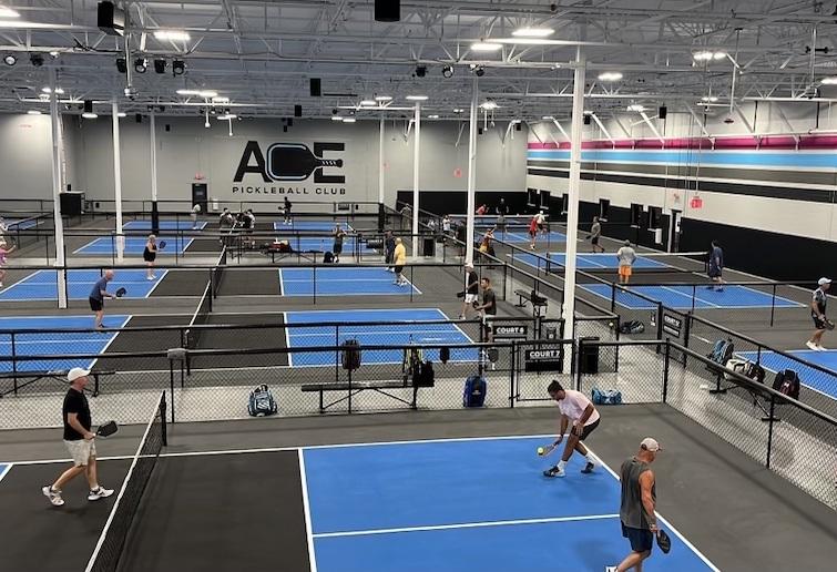 Inside Ace Pickleball Club's first facility in Roswell, Georgia.
