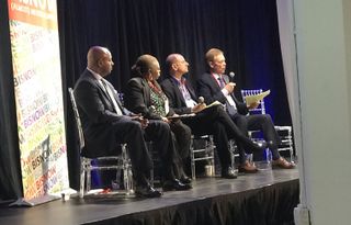 Chicago Housing Authority CEO Eugene Jones, Preservation Of Affordable Housing Vice President  Community Partnerships, POAH Communities Felicia Dawson, Belgravia Group CEO Alan Lev and Oxford Capital Group, Oxford Hotels & Resorts President and CEO John Rutledge.
