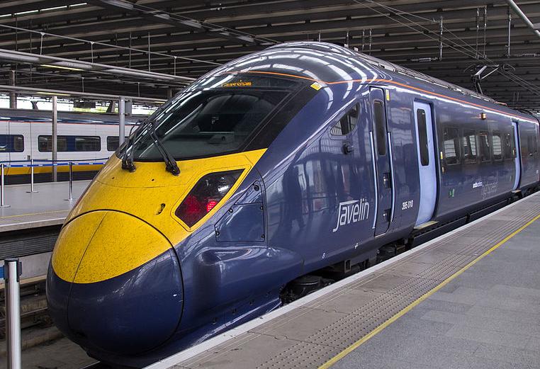 A UK high speed train - used on the Paris London route - at St Pancras Station, London