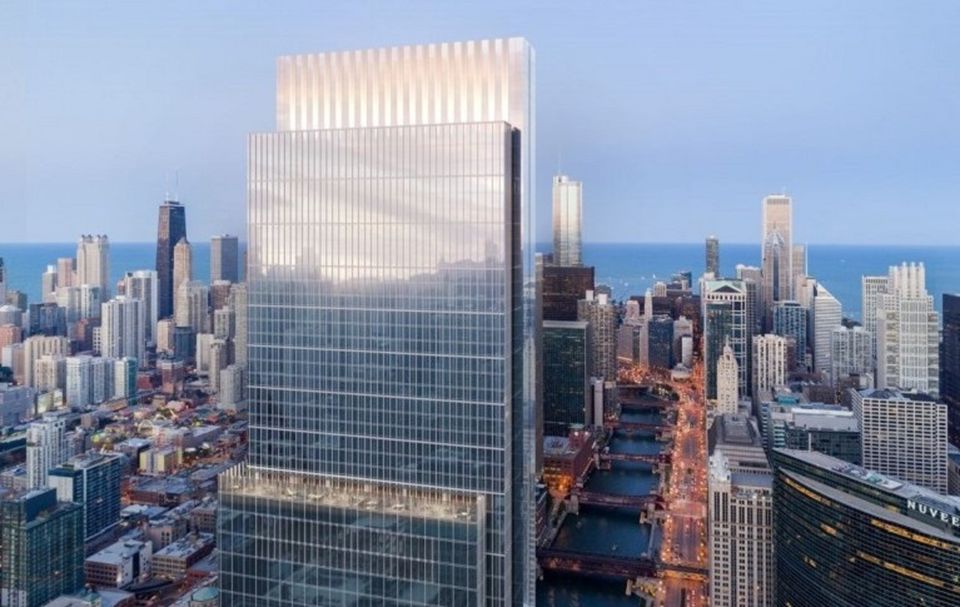 A rendering of the proposed Wolf Point South, designed by Pelli Clarke Pelli Architects.