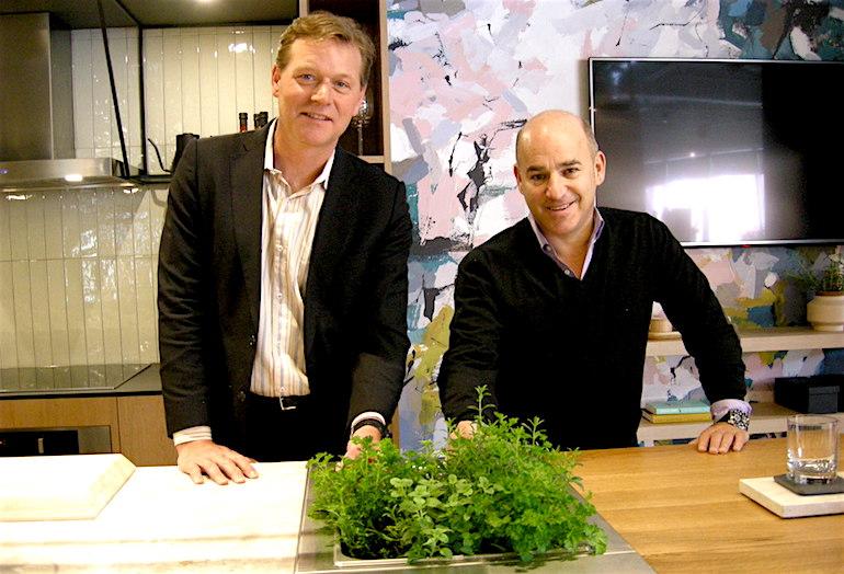 Windmill Developments CEO Jonathan Westeinde and Curated Properties partner Adam Ochshorn are pictured with a micro-garden, included in kitchens at The Plant.  