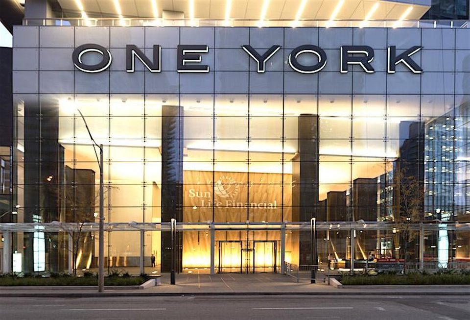 One York Street, a 35-floor, 800k SF Class-AAA building at York and Harbour streets in the South Core.