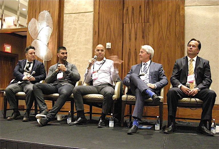 Quadrangle Architects principal Richard Witt, moderator of the talk; Hullmark Developments VP CRE Aly Damji; The Fueling Station MD Rod Bell; Adgar Investments and Developments CEO Chris Tambakis; and The Commercial Group president Clayton Smith.