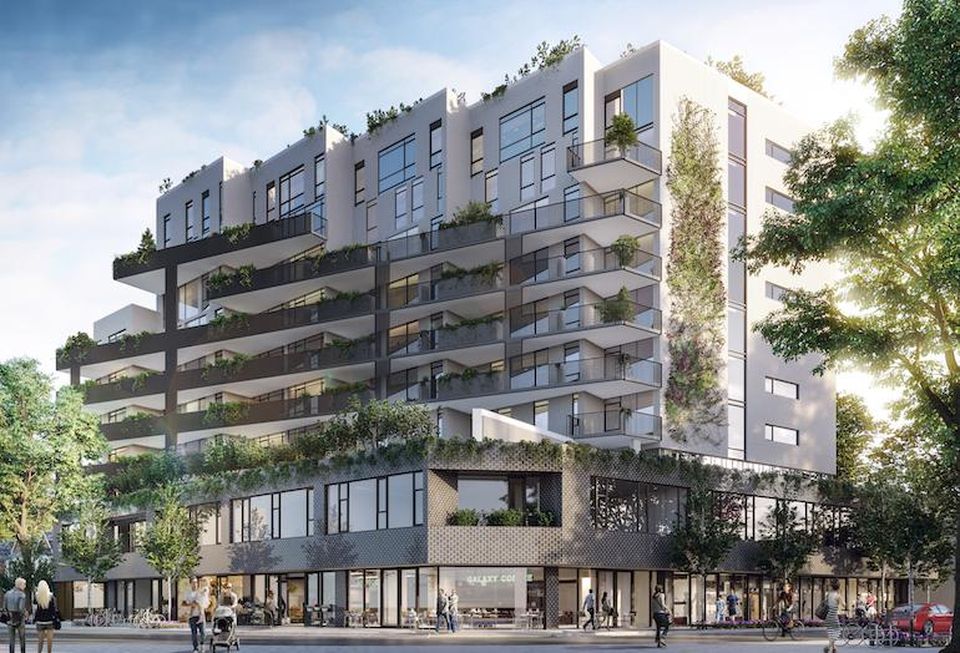 A rendering of The Plant, which will have triangular balconies, allowing more light to filter down to lower levels