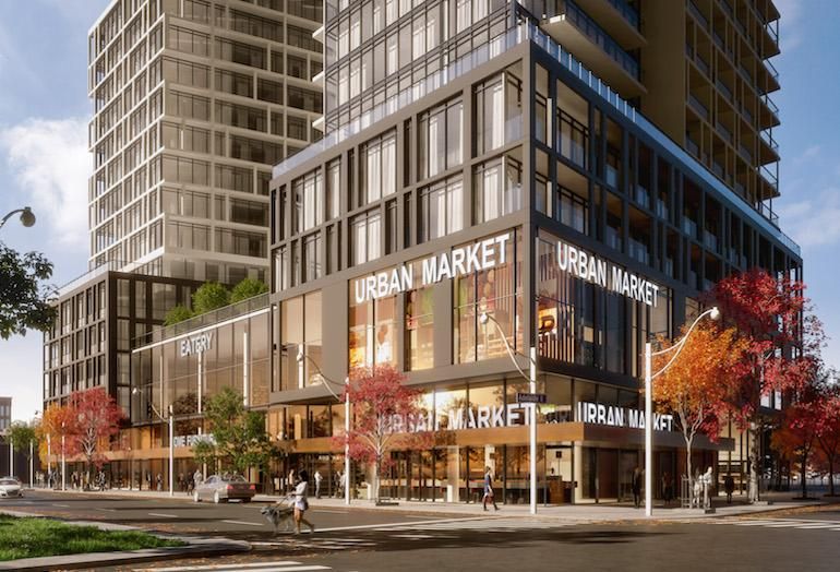 A view of Home: Power + Adelaide along Parliament Street, where a grocery store is planned. 