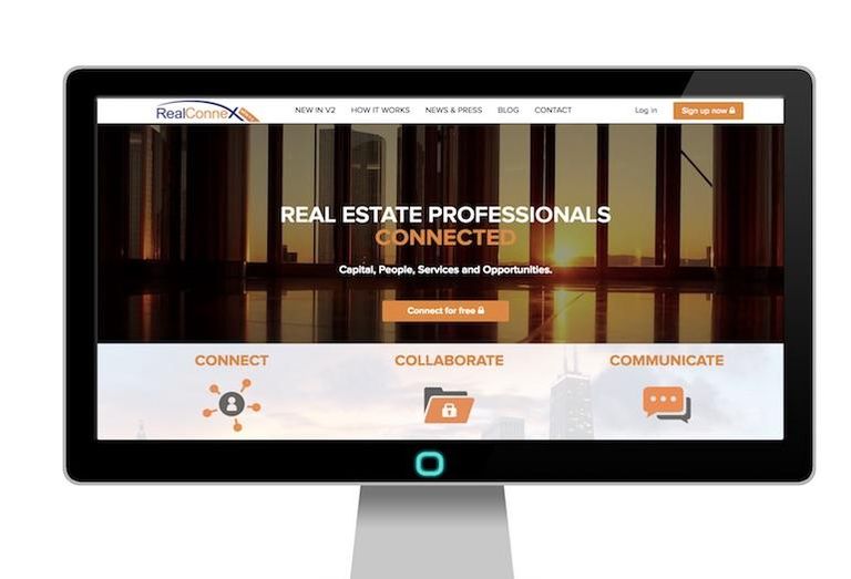 A screenshot of the RealConnex homepage