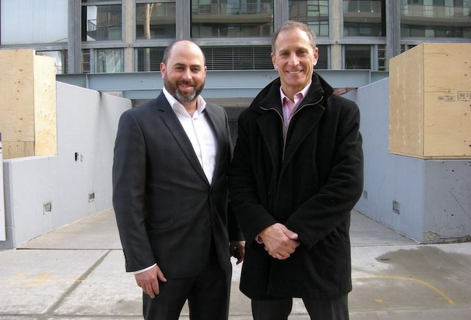 The Behar Group executive vice-president Greg Evans and Metropia president and chief operating officer David Speigel, pictured on site at 41 Roehampton Ave.