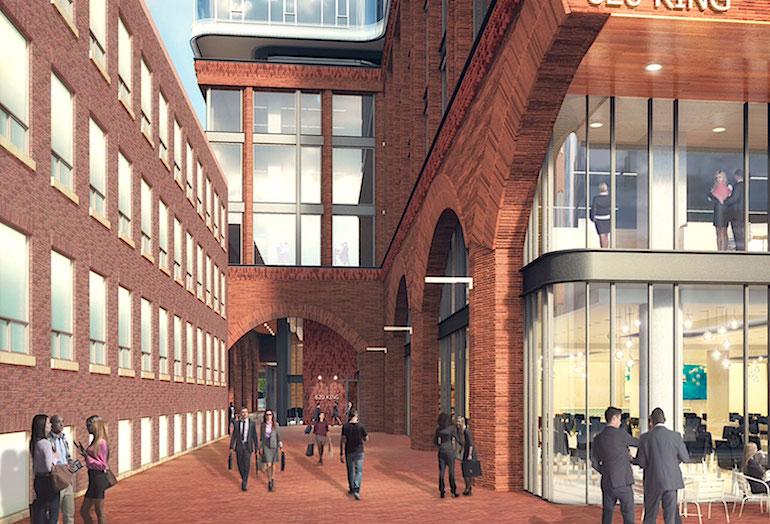 A rendering of the ground level at King Portland Centre.