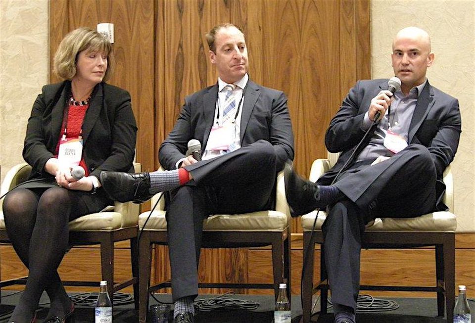 Deloitte Real Estate VP / workplace national leader Debbie Baxter; Dream Office REIT SVP Kevin Hardy; Crown Realty partner Scott Watson.