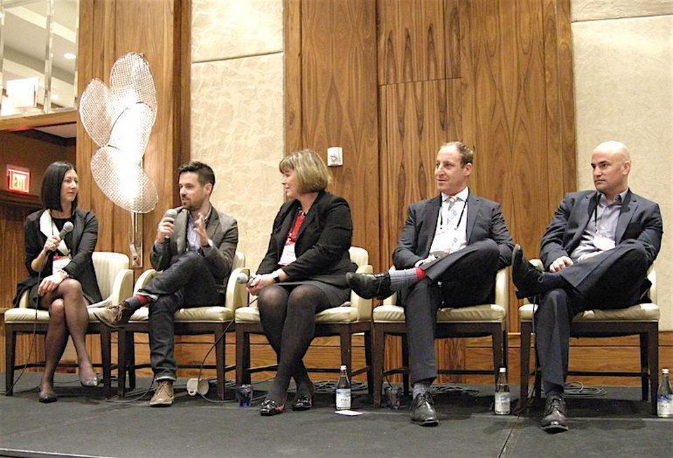 The panel: CBRE managing director workplace strategy Lisa Fulford-Roy, who moderated; figure3 design research/strategy leader Tyler Gilchrist; Deloitte Real Estate VP / workplace national leader Debbie Baxter; Dream Office REIT SVP Kevin Hardy; and Crown Realty partner Scott Watson.