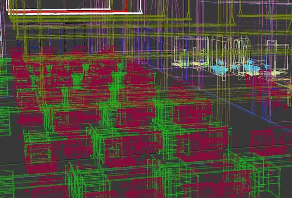 A 3D model of office space made using Floored technology