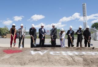 Rockport Group CEO Jack Winberg breaks ground with Mayor John Tory on the Weston redevelopment.